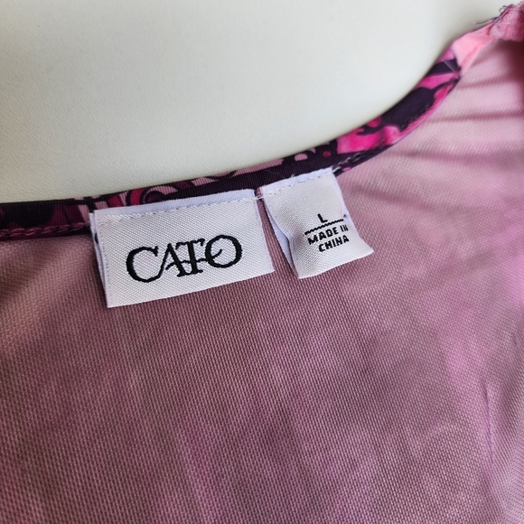 Cato Womens Dye Print Stretch Dress Studded Floral Paisley V-Neck Short Sleeve L - Picture 2 of 15